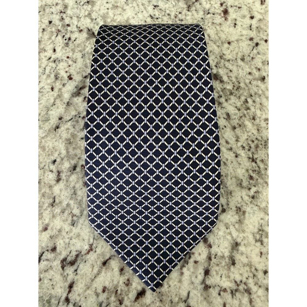 Vintage WV BROWN Blue 100% Silk Mens Neck Tie 4" x 58"